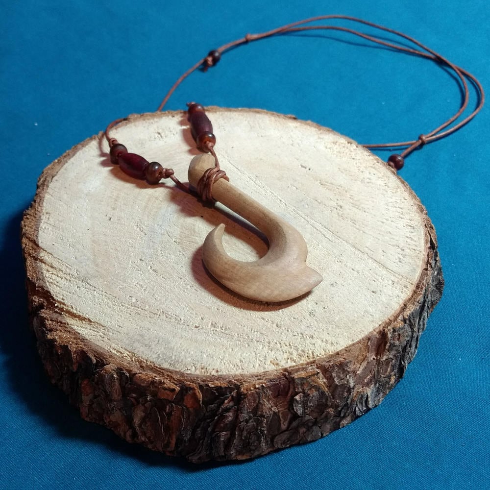 Celtic Hook Pendant, Carved Maple, Accent Beads, Larp, Cosplay, Magic, Wiccan, Magick, Pagan, Viking - Hand Made & in The Usa