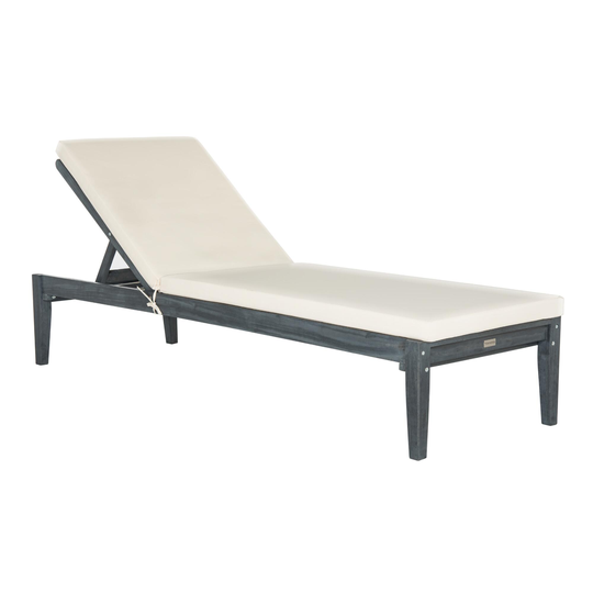 Acacia Wood Outdoor Patio Chaise Lounge with Cushion: Natural by World Market