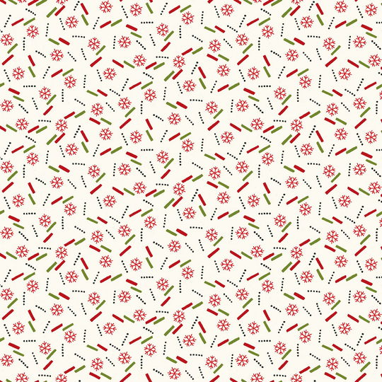 Tiny Red Snowflakes Fabric, & Green Sprinkles, Henry Glass Winter Joy 2858-33, Blender, Christmas Quilt Fabric By The Yard, 100% Cotton