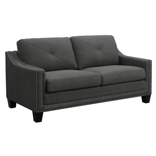 Picket House Furnishings Mauldin Modern Charcoal Polyester/Blend Loveseat in Brown | UMO090200E