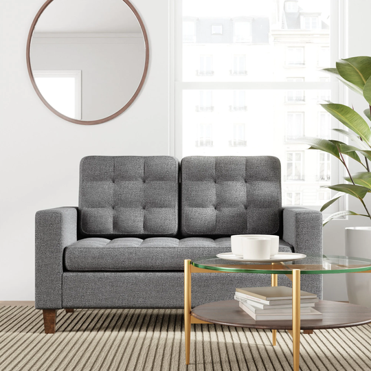 Brookside Brynn Fabric Midcentury Light Gray Polyester/Blend Loveseat | BS0005LVS00LG