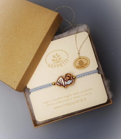 Geppetti, Macrame Bracelet With Handpainted Wooden Component