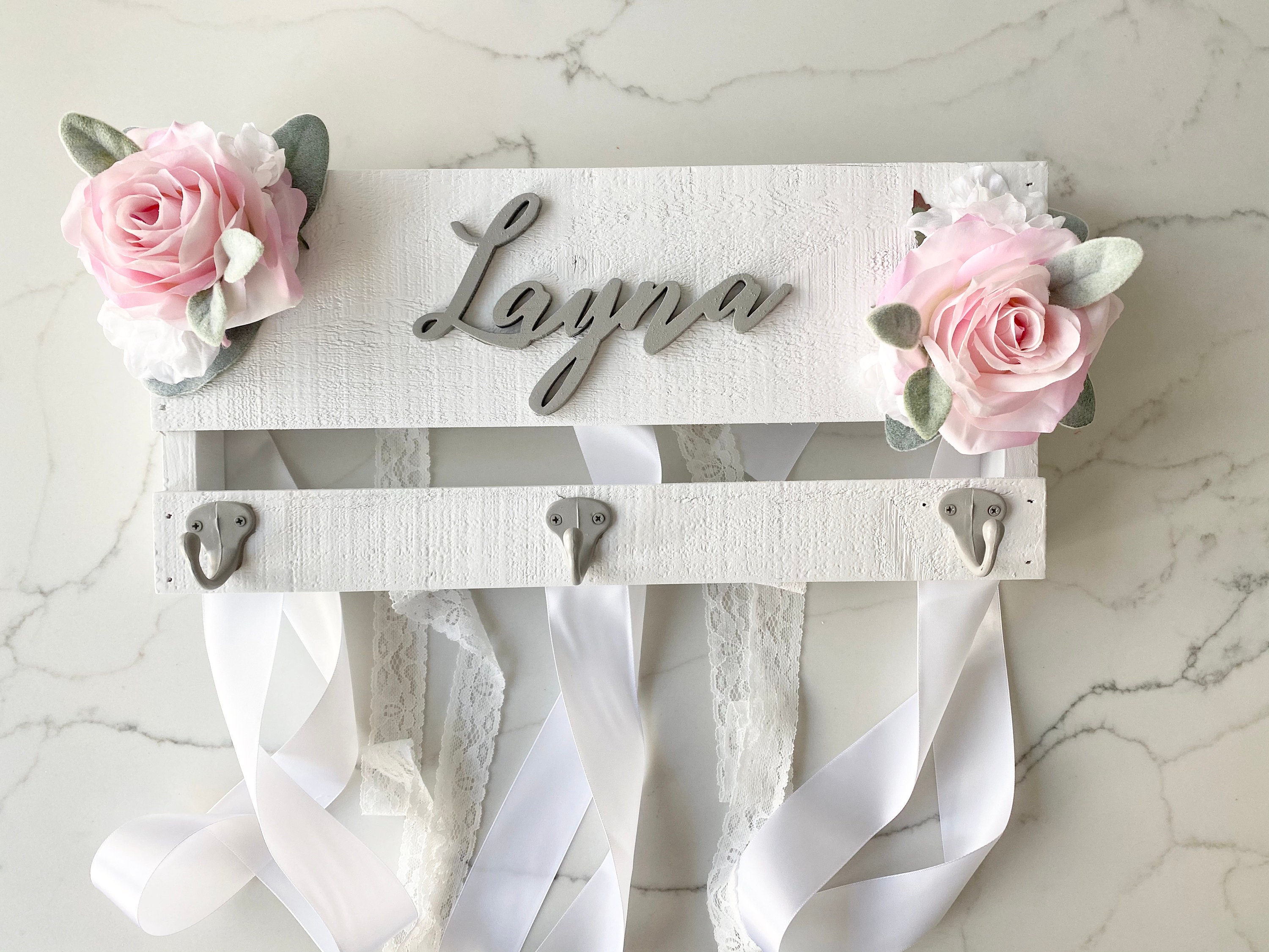 Personalized Headband Organizer, Bow Baby Shower Gift, First Birthday 1st Girl Holder, Display