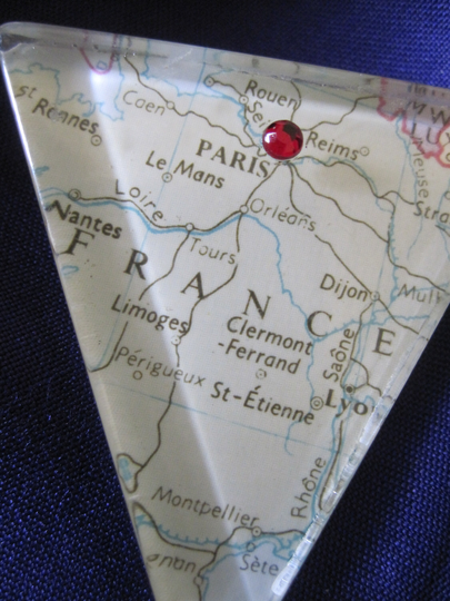 Map Of France Layered Lucite Brooch