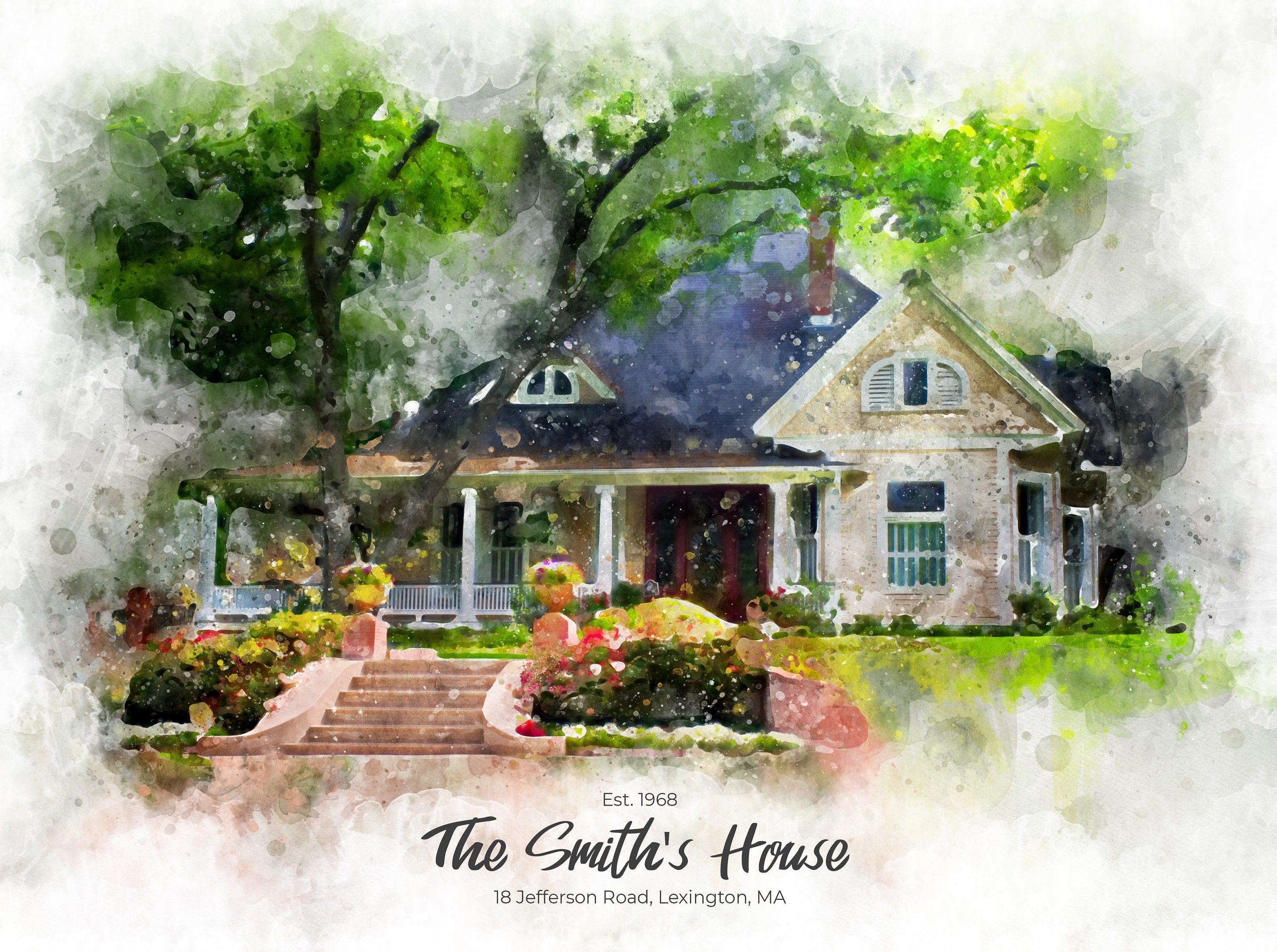 Custom House Portrait From Photo, Personalized Painting, Digital Watercolor, Drawing, Illustration, New Home Gift, Hosewarming, Casa