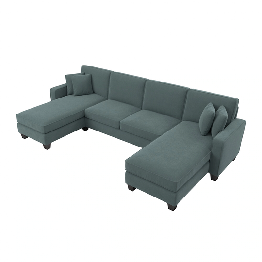Bush Furniture Stockton Modern Turkish Blue Herringbone Fabric Polyester/Blend Sectional | SNY130STBH-03K