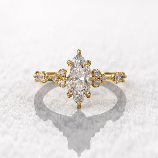 Marquise Diamond Engagement Ring, 1Ct Lab Diamond Igi Certified, Cluster