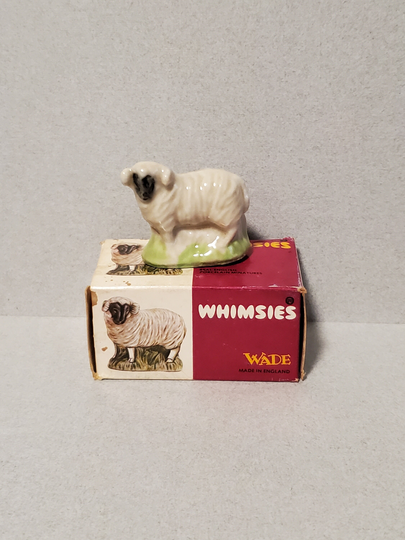 Wade Whimsies, Ram With Original Box, Set 8 1977, Vintage Dollhouse Miniatures Red Rose Tea, George & Son, England, Porcelain