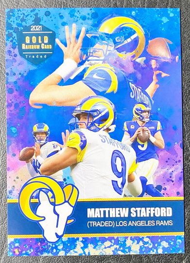 2021 Rookie Gems Matthew Stafford Gold Rainbow Custom Card - Mint Condition Los Angeles Rams