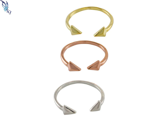 Double Arrow Adjustable Ring, Sterling Gold Plated Rose Sr245
