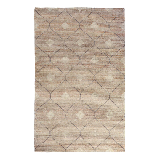 Tan and Gray Lattice Jute and Wool Rustica Area Rug - Natural Fiber - 5' x 8' by World Market