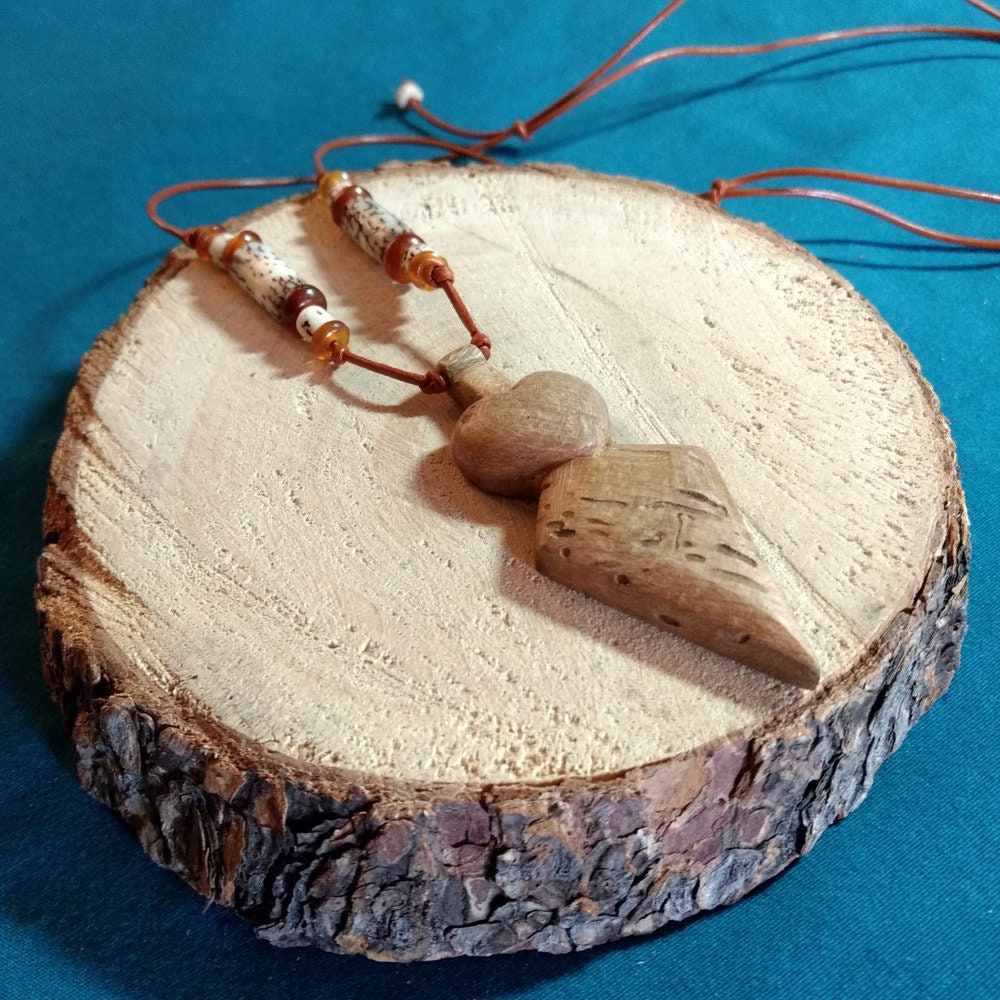 Celtic Heart Spear Point Pendant, Carved Maple, Larp, Cosplay, Magic, Wiccan, Magick, Pagan, Viking - Hand Made & in The Usa