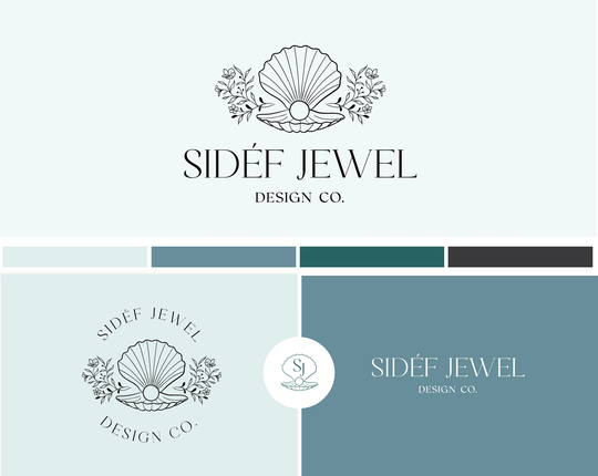 Pre-Made Nautical Logo, Seashell Pearl Botanical Shell Ocean Boho Coastal Logo