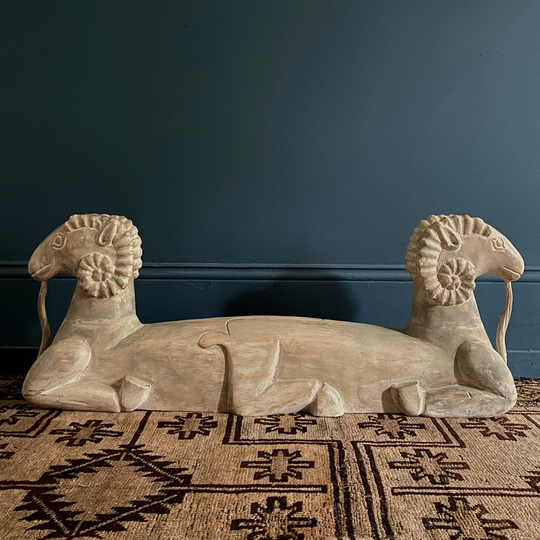Two Headed Ram Sculpture in Resin