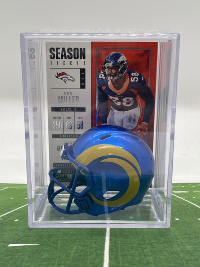 New 2020 Los Angeles Rams Von Miller Mini Helmet Shadowbox with Card