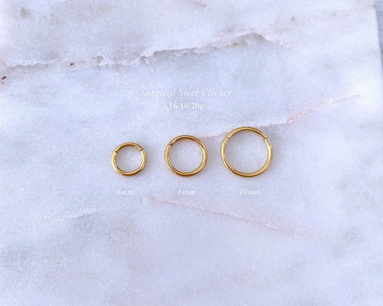 16G 18G 20G Nose Ring, Clicker Hoop Septum Jewelry, 6mm 8mm 10mm Daith Earring Minimalist Gold, Rose Gold 316L Surgical Steel Piercing
