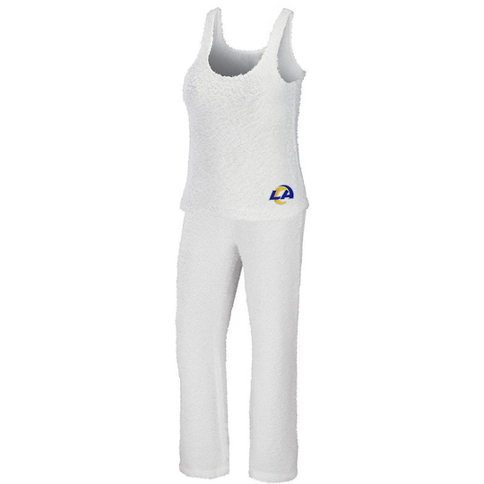 Women's WEAR by Erin Andrews Cream Los Angeles Rams Cozy Scoop Neck Tank Top & Pants Sleep Set, Size: XL, Beige Over