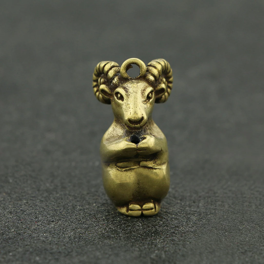 Antique Brass Hand Carved Goats Statue - Home Decoration Collection