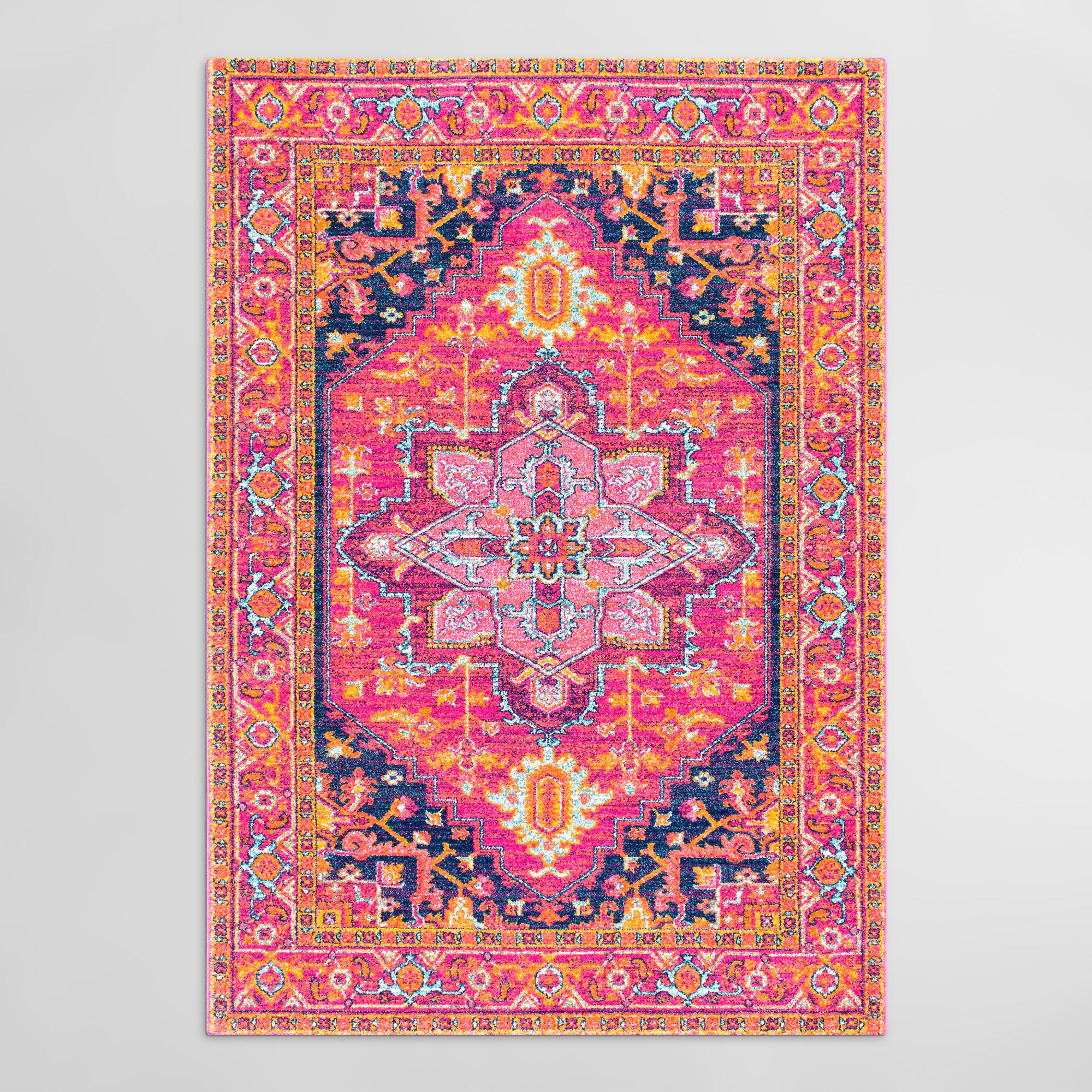 Pink Alessia Area Rug: Pink/Multi - Polypropylene - 5' x 8' by World Market
