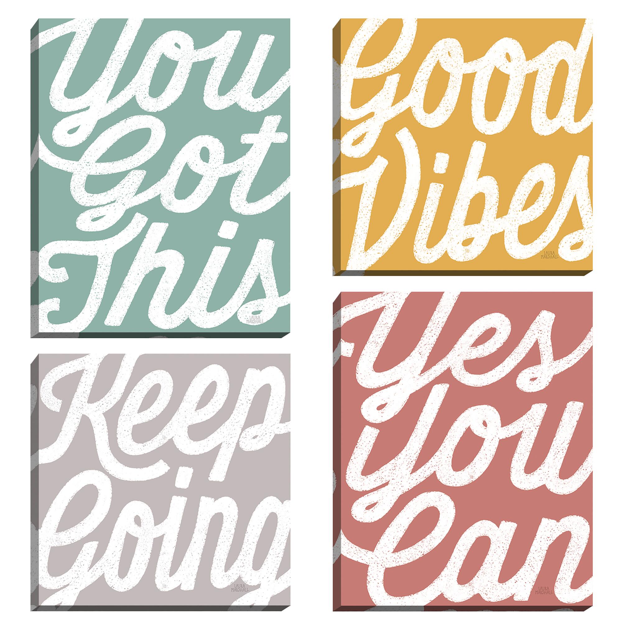 Positivity By Laura Marshall Canvas Wall Art 4 Piece: Multi by World Market