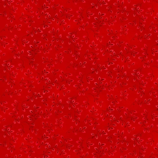 Red Hot Folio Blender Cotton Fabric, Henry Glass Quilting 100% Red Leafy Vines Tones