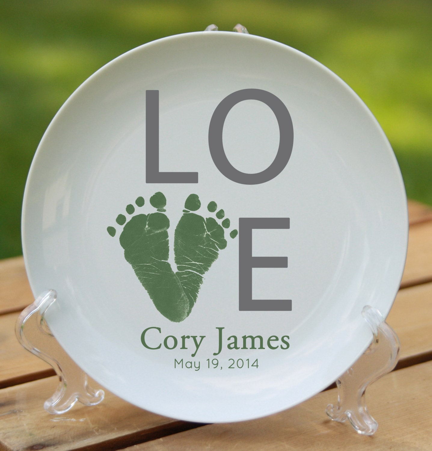 Love Blocky Footprint Plate 1400 Plate Hand & Footprint Art, Baby Keepsake, Loss, Print Kit, Grandma, Christmas First