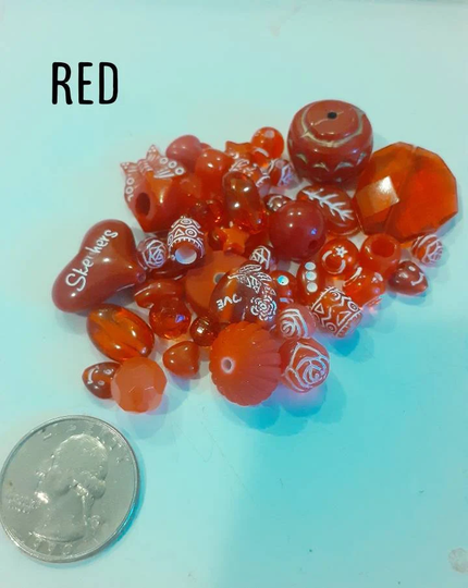 20Gr/Bag Red Small Mixed Beads, Bead Soup Mix, Acrylic Resin Jewelry Making Supplies Keelaubeadz