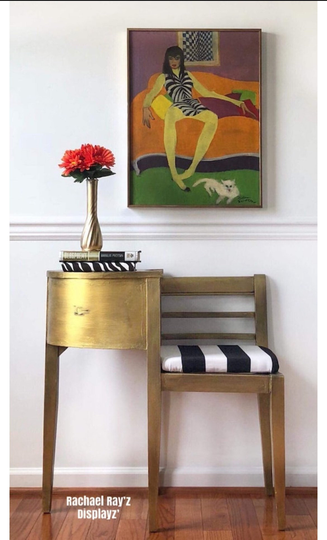 Vintage Gossip Bench, Gold Telephone Table, Entryway Bench