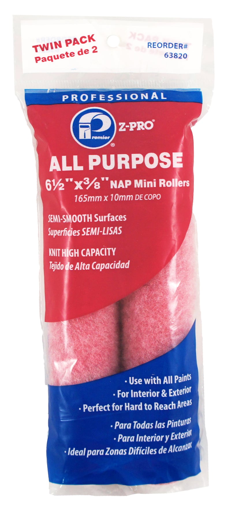 Premier 2-Pack 6.75-in x 3/8-in Mini Knit Synthetic Blend Paint Roller Cover | 63820