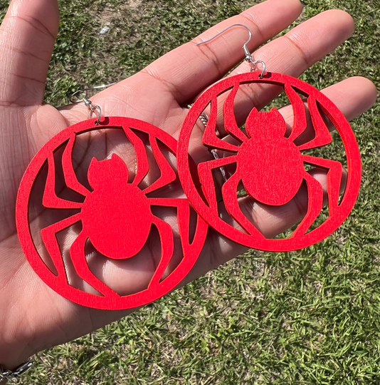 Spider-Man Logo Wooden Earrings, Laser Cut Statement Earrings
