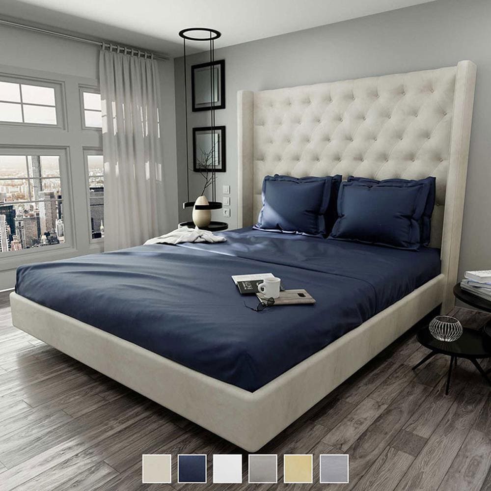 Fisher West New York FWNY Queen Cotton Polyester Blend 4-Piece Bed Sheet in Blue | 810018901639
