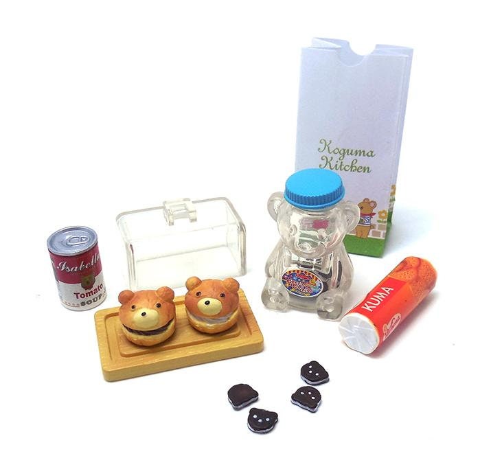Re-Ment Size Dollhouse Miniature Megahouse Bear Cookie Jar, Biscuit, Cake Cover, Can Food & Printed Paper Bag