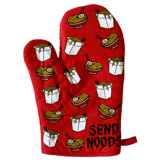 Send Noods Oven Mitt Funny Noodles Ramen Lo Mein Graphic Novelty Chef Kitchen Glove - Oven Mitt