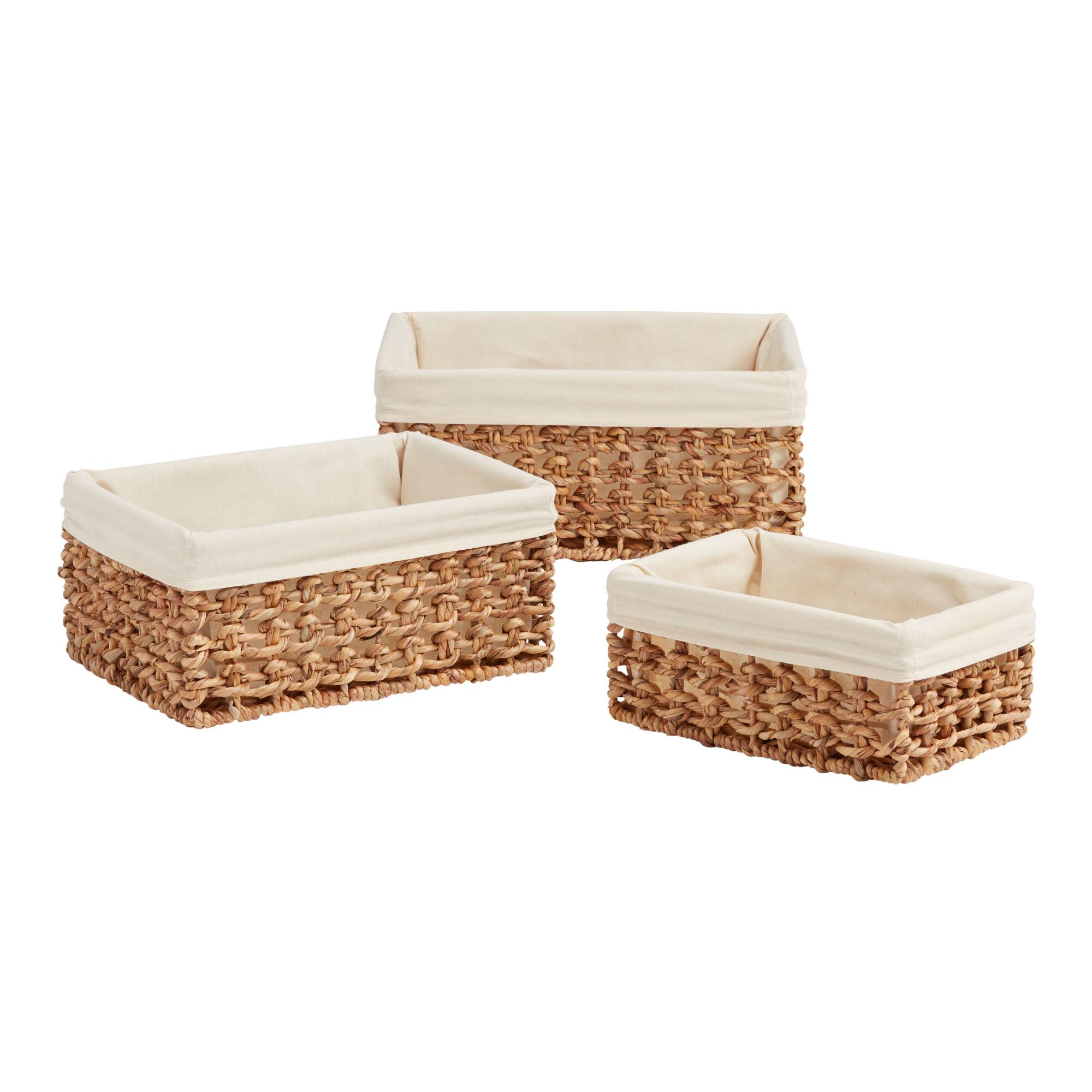 Natural Hyacinth Coiled Cooper Utility Basket with Liner - Seagrass by World Market