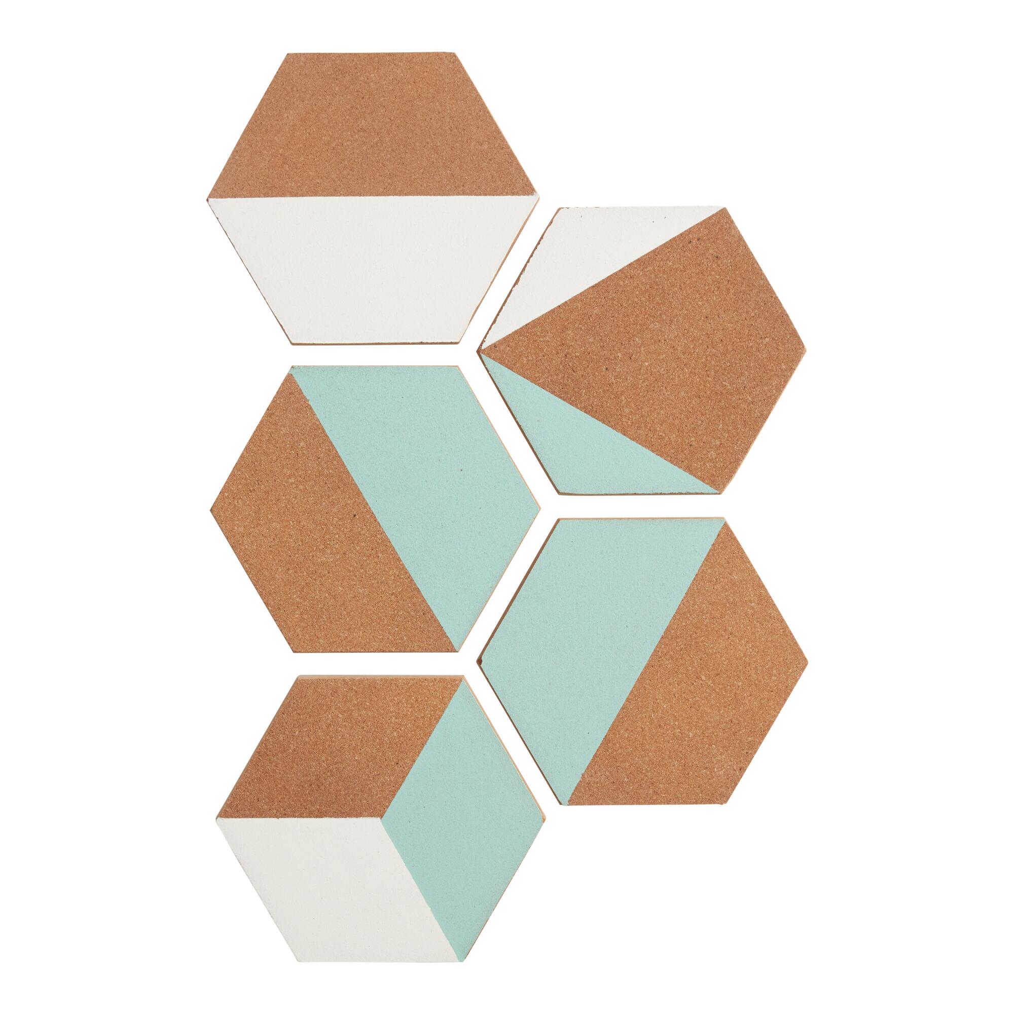 White And Teal Honeycomb Cork Boards 5 Pack by World Market