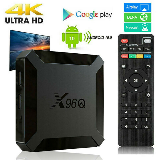 X96Q 4K Android 10.0 OS TV BOX 2.4G WIFI HDMI 3D UHD Home Media 1GB RAM+8GB ROM