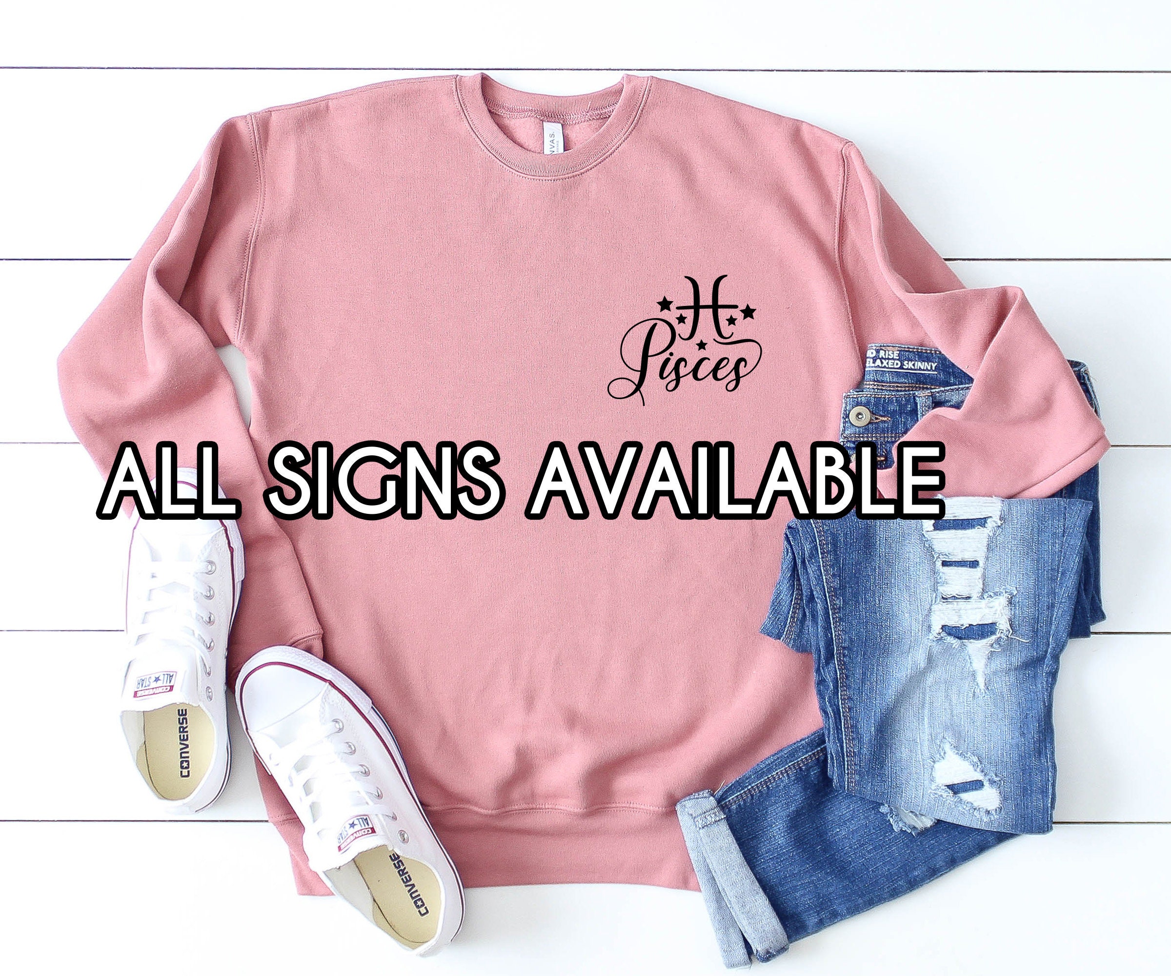 Custom Astrological Sign Sweatshirt Aries, Taurus, Gemini, Cancer, Leo, Virgo, Libra Scorpio Sagittarius Capricorn Pisces Aquarius Sweater