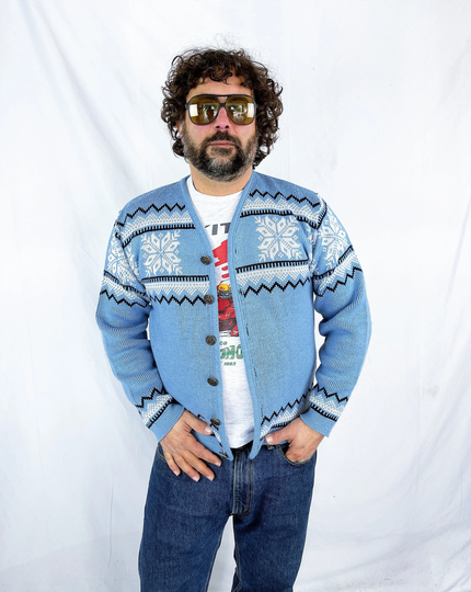 Nice Vintage 1970S 70S Ramtuk Acrylic Cardigan Sweater - White Ram