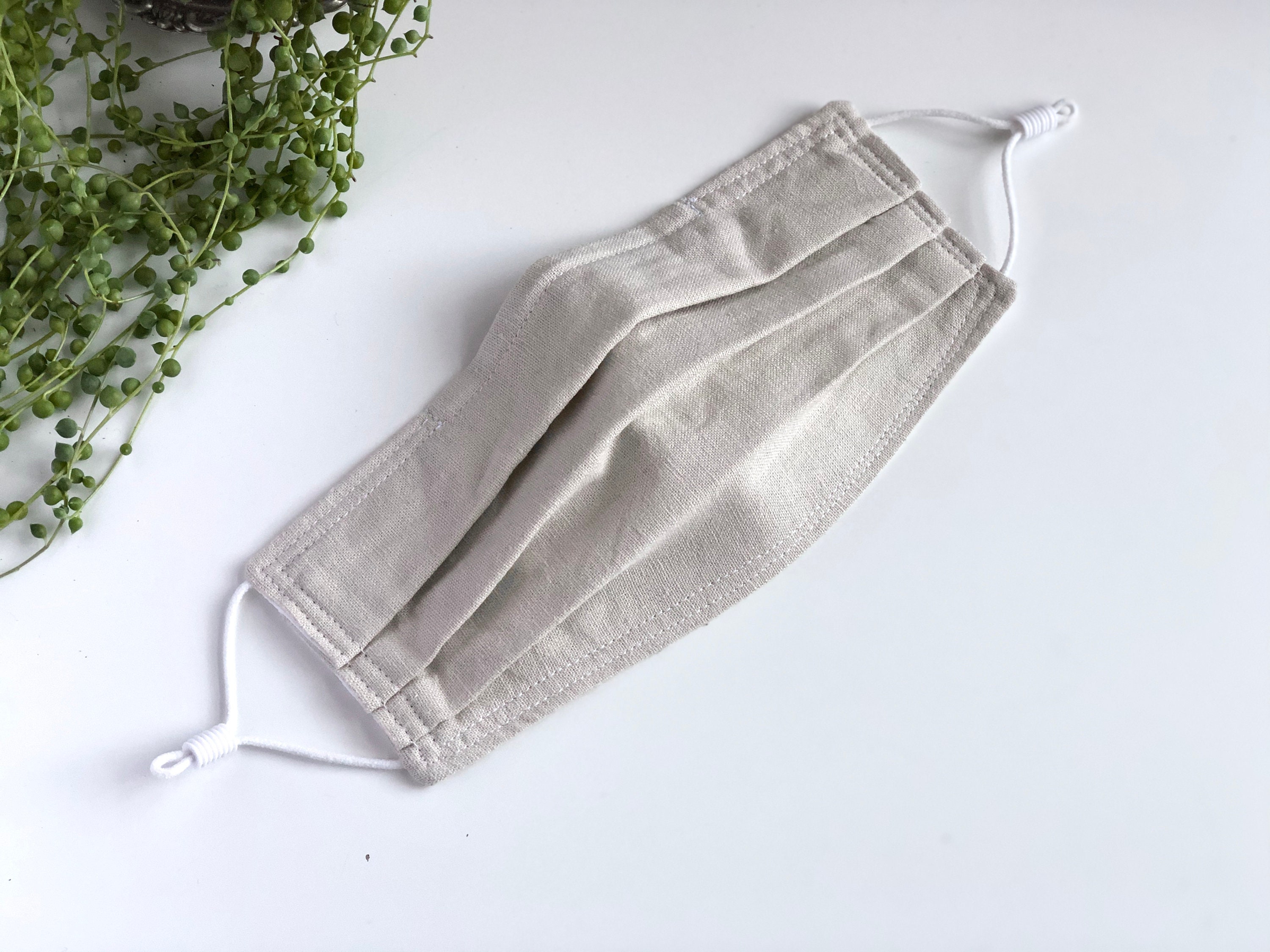 The Original Natural - Linen Blend Face Mask With Adjustable Elastics & Nose Bridge