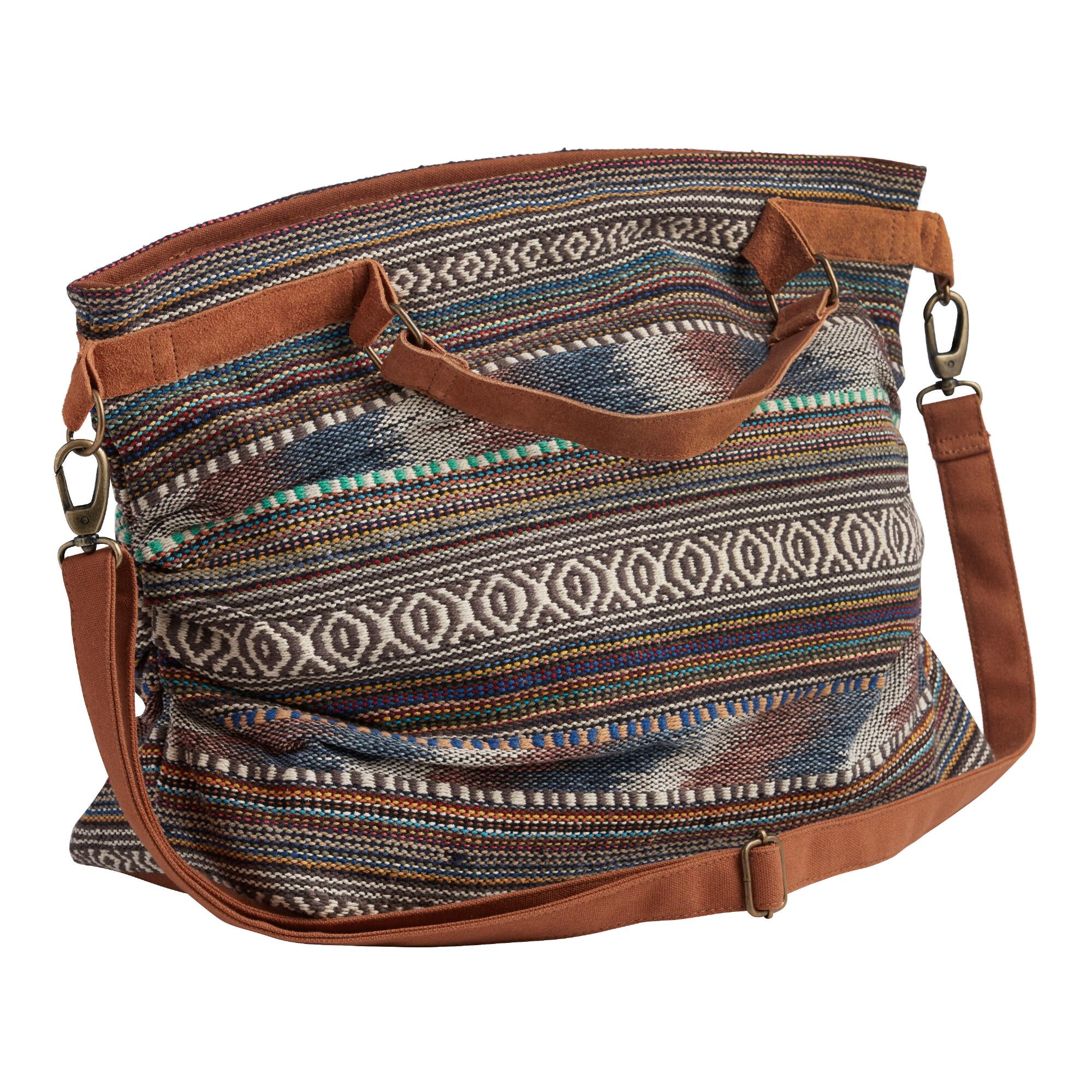 Rust And Navy Geometric Jacquard Weekender Bag: Multi by World Market