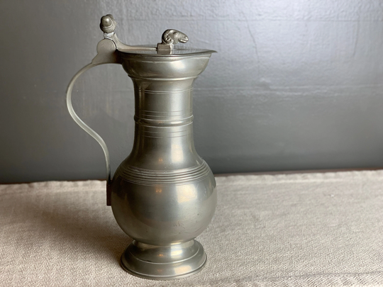 Mcm Gothic Swiss Ram & Acorn Pewter Carafe/Milk Jug Stein By Black Starr & Gorham