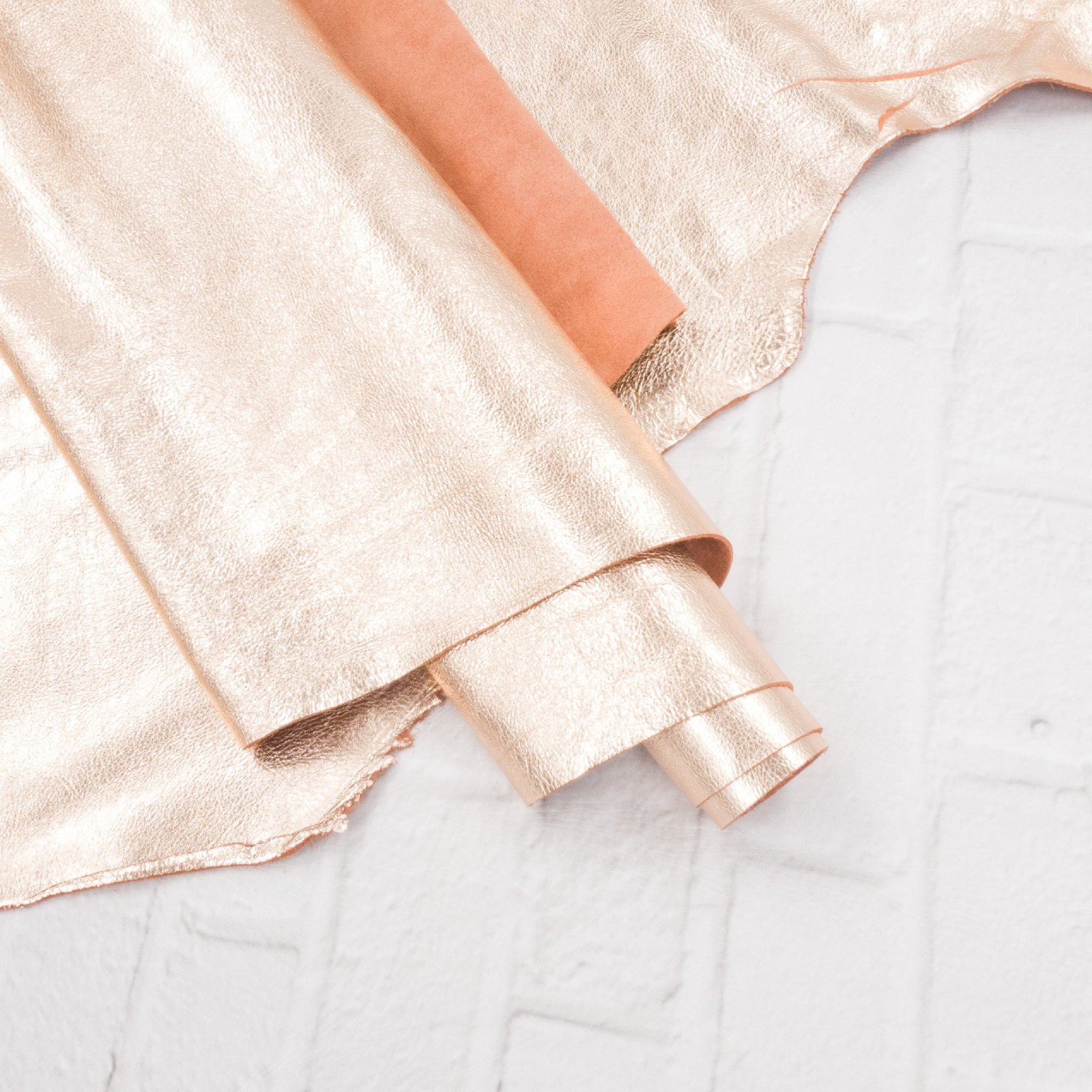 Metallic Leather Project Pieces/Vegas Collection Rose Gold Cowhide For Crafts Genuine Supplies Made in Us