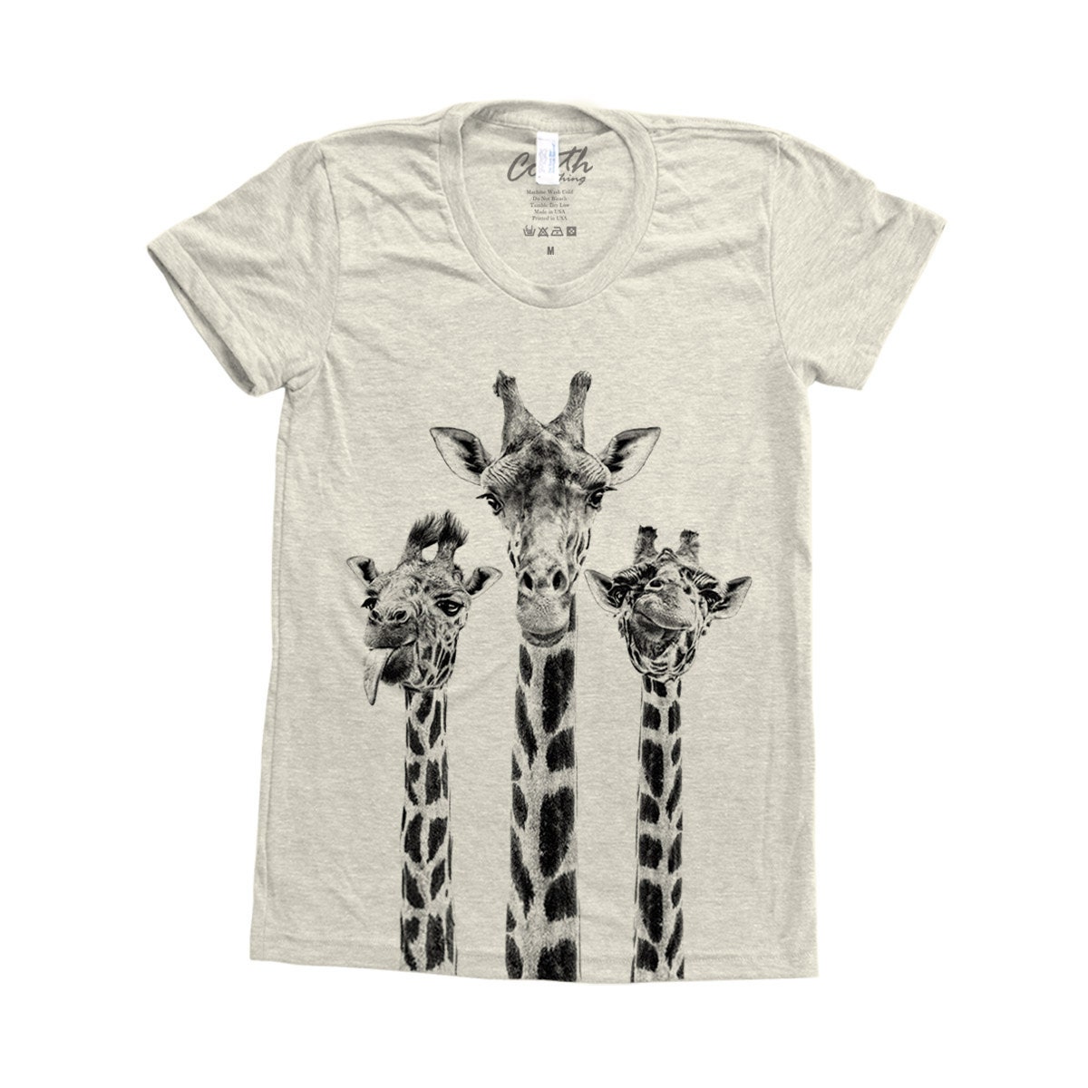 Giraffe Shirt Screen Print Tri-Blend Short Sleeve Tshirt Available S, M, L, Xl
