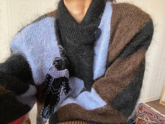 Vintage Kid Mohair Blend Cardigan/ Jacket/ Coat/ L - Xl