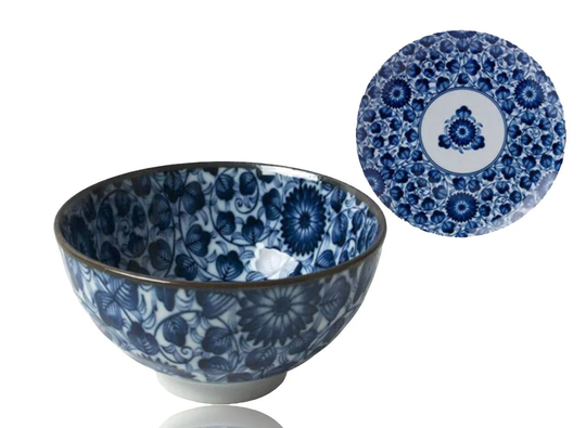 Kikuzome Karakusa Rice Bowl 6" X 2.75 Height