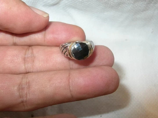 Vintage Sterling Vermeil Ring Faux Onyx