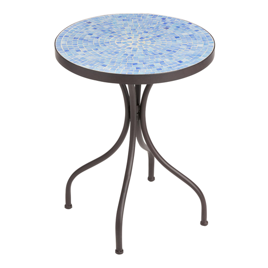 Round Cadiz Outdoor Patio Accent Table: Blue by World Market