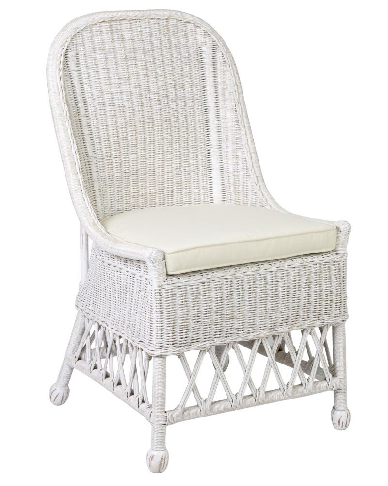 East at Main Casual Polyester/Polyester Blend Side Chair (Rattan Frame) in White | TT-WR-DE103-WH
