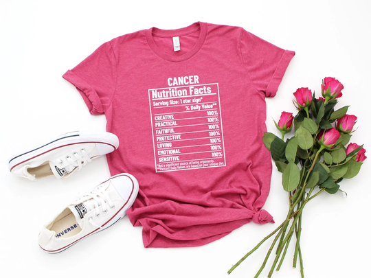 Cancer Shirt, Nutrition Facts, Zodiac Shirt, Astrology Gift For Cancer, Birthday Present, Signs, Horoscopes Tee