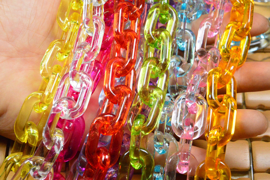 Mixed Color Chain, Large Oval Chain, Chunky Chain, Oval Acrylic Chain Links, Open Plastic
